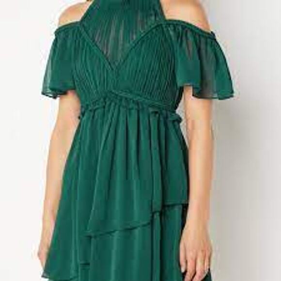 NEW Ted Baker Poppio Rope Detail Mini Dress Ruffle Rope Hunter Green Sz 6 Dainty - Picture 3 of 12